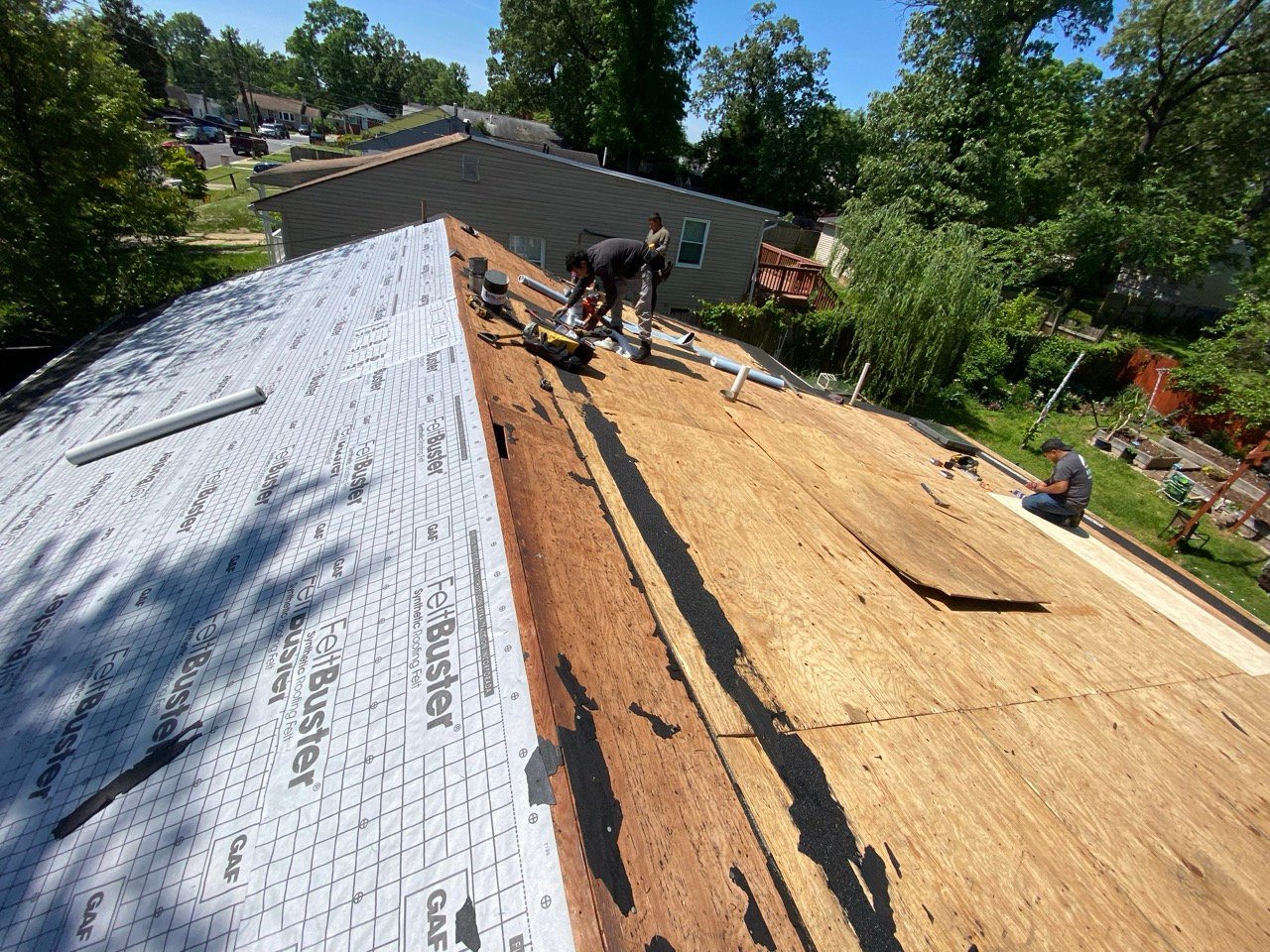 Roof replacement in progress